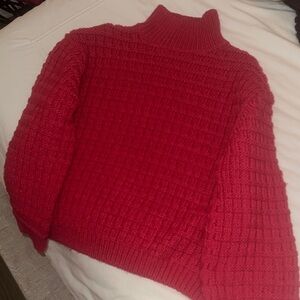 H&M Textured Red/Fusia  Turtleneck Sweater